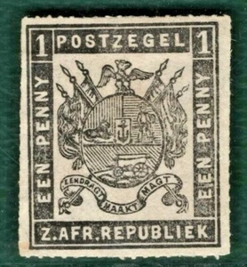 South Africa TRANSVAAL SG.25 1d Black THIN PAPER (1872) Mint MM Cat £275+ GOLD19 - Picture 1 of 5