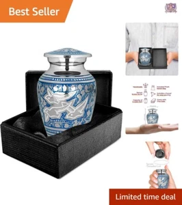 Handcrafted Silver and Blue Keepsake Urn for Ashes – Perfect Memorial Tribute - Picture 1 of 8