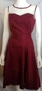 Bridesmay Women's Mesh Neck/Shoulder Sleeveless Swing Dress Burgundy L - Picture 1 of 4