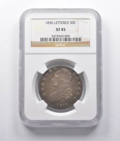 XF45 1836 Capped Bust Half Dollar Lettered NGC *7652 Cover