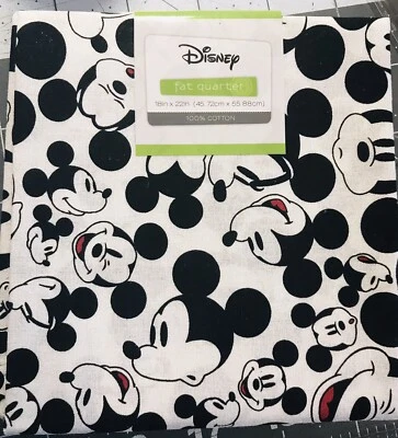 Disney Many Faces of Mickey Mouse 100% Cotton Fabric Fat Quarter FQ 18" x 22”W - Image 1 of 2