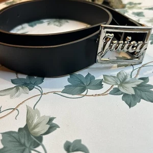 Juicy Couture JCB769 Logo Black Faux Leather Double Wrap Waist Belt S M - Picture 1 of 7