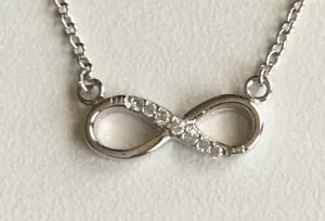 925 STERLING SILVER 14mm x 5 mm INFINITY PENDANT 18" NECKLACE - Picture 1 of 5