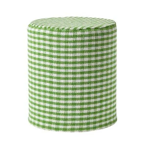 Gingham Check Cotton Cube & Round Pouffe Blue, Green, Pink - Picture 1 of 30