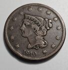 1840-P Philadelphia Braided Hair Large Cent 1C Xf Extra Fine