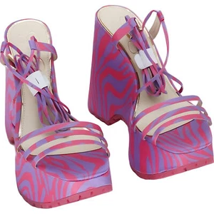 Jessica Simpson Womens Damazy Lace-Up Platform 8M Lavender Roses Coral - Picture 1 of 6