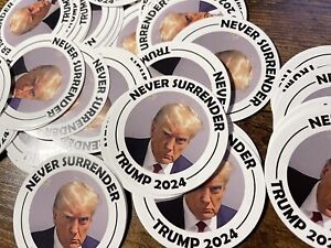 2ea 3in waterproof Donald Trump Mugshot - Mug Shot Sticker Never Surrender 2024