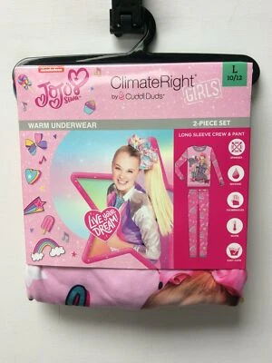 JoJo ClimateRight by Cuddl Duds Girls Warm Long Underwear Set Pink Large (10-12) - Image 1 of 4