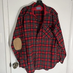VTG Pendleton Prince Charles Tartan Red Plaid Large Elbow Patches Wool HOLES - Picture 1 of 16