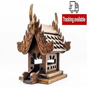 Thai Spirit House Sculpture Buddhist Spiritual Handmade Wooden Guardian Wooden - Picture 1 of 12