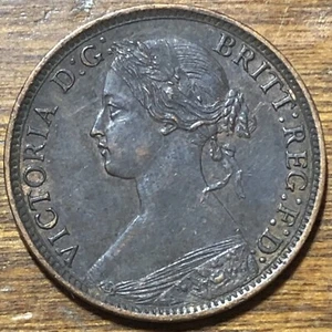 Nicely Detailed 1862 Great Britain Victoria Farthing - Picture 1 of 4