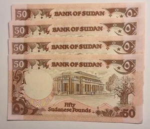 SUDAN, 1985 50 Pound Bank Notes X 4, MINT, UNCIRCULATED - Picture 1 of 2