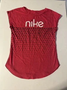 Girls Nike Tee Pink Black Polka Dot Big Spellout T-Shirt Size 6x - Picture 1 of 3