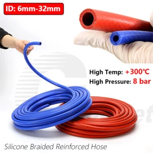 Silicone Hose Reinforced Braided Tube Air Water Coolant Radiator Pipe 300℃ 8 Bar - Picture 1 of 21