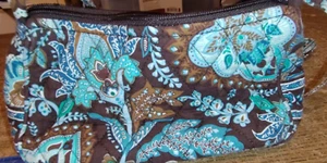 Borsa a tracolla Vera Bradley con stampa ritirata Paisley marrone e blu 9 x 5 - Foto 1 di 4