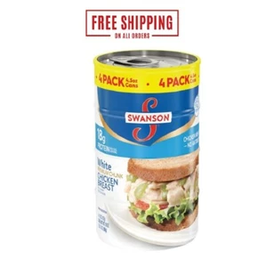 (4 Pack) Swanson White Premium Chunk Canned Chicken Breast in Water, Fully Cooke - Picture 1 of 11