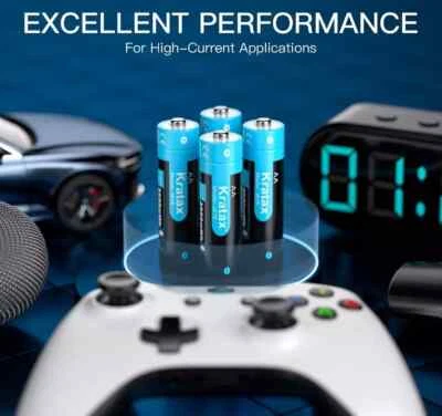 4 x 3500mWh Kratax 1.5V AA Rechargeable Lithium Ion Batteries NEW - Image 1 of 4