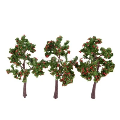10Pcs Plastic Red Fruit Model Trees 110mm Railway Train Layout Scene Landscape - Image 1 of 4