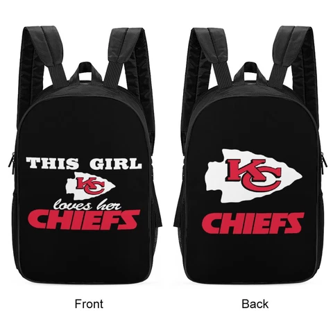 Kansas City Chiefs 2-sided Print Bag Travel Backpack Schoolbag Hiking Bag 17 " Cover