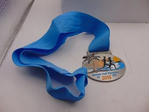 Running Medal Seaside California Half Marathon 5K 10K 2015 Beach & Palm Trees - Bild 1 von 4