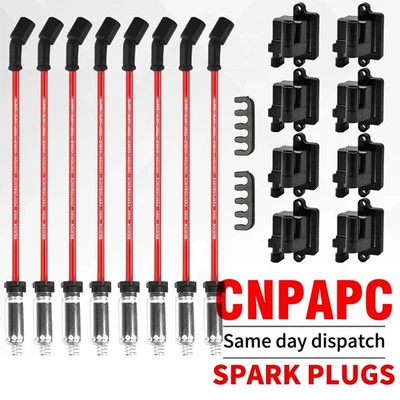 8X Ignition Coil & Spark Plug Wires Set For Chevy GMC 4.8L 5.3L 6.0L 8.1L UF271 - Image 1 of 4