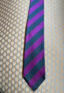 Cravatta da collo uomo OLIVER GRANT a righe 100% seta - Made in France - Foto 1 di 4