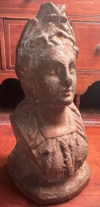 Sainte Jeanne French Antique Iron Bust Statue - Picture 1 of 5