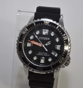 Vintage Citizen Eco-Drive Black Dial Luminous Hands 44mm Divers Watch - Picture 1 of 6