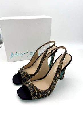 Betsey Johnson Mina Jovy Beaded Sandals Womens Size 9 M Leopard Rhinestones - Image 1 of 4
