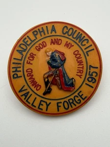 BSA 1957 Philadelphia Council Valley Forge NSJ Neal Neckerchief Slide SS-575 - Picture 1 of 6