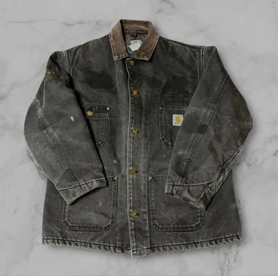 Mono de abrigo Carhartt años 90 Michigan Chore en tinta negra con trapo desco... - Imagen 1 de 4
