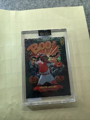 2025 Wild Card Haunted Hits Yadier Molina True 1/1 黑色 Sparkle Boo Spider Web — 第 1/4 张图片