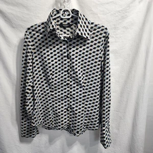 Express Stretch geometrisches Muster schwarz blau cremeweiß Damen Bluse 7/8 - Bild 1 von 7