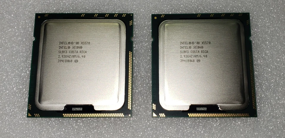 Matching NOS pair Intel Xeon X5570 CPU Quad-Core 2.93 GHz 8M 1333MHz SLBF3 1366 - Image 1 of 1