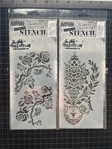 Neu Stampers Anonymous Tim Holtz 2-lagige ING Schablonen CREST & THORNED kostenlos USA sh - Bild 1 von 3