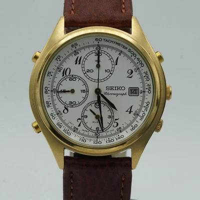 Seiko Cronografo Quarzo Men Orologio From Giappone 7T32-7060 S116 - Immagine 1 di 4