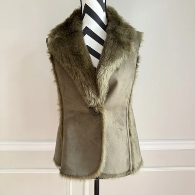 Chaleco BODEN de gamuza de piel sintética gris oliva talla UK 10 US 6 Foto 1 de 4