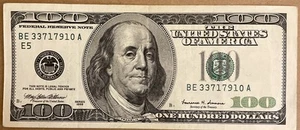 1999 US One Hundred Dollar Bill $100 UNCIRCULATED BE 33717910 A - Picture 1 of 2