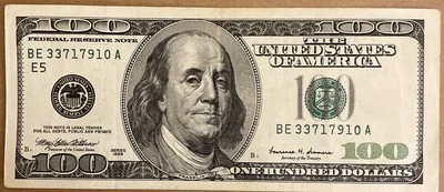 1999 US One Hundred Dollar Bill $100 UNCIRCULATED BE 33717910 A - Image 1 of 2