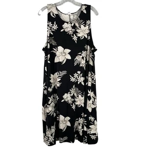 Old Navy Swing Dress Women's XXL Black White Floral Sleeveless Stretch Knit - Picture 1 of 10