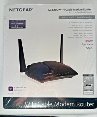Netgear AC1200 WiFi Cable Modem Router Model #: C6220 Never Used - Image 1 of 4