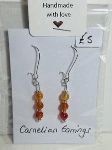 Stunning Hue Of Orange Carnelian Earrings With Gold Or Silver Plated Findings - Picture 1 of 3