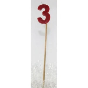 Vela de pastel roja número 3 fiesta de cumpleaños 19 cm superior - Imagen 1 de 1
