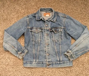 VTG Levi's Trucker Jacket Denim Blue Type 3 Jean Distressed Size 20  - Picture 1 of 12