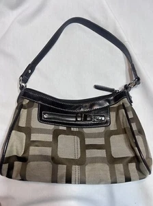 "Bolso de hombro de lona Nine West ~ marrón/bronceado 12"" X 8""" - Imagen 1 de 5