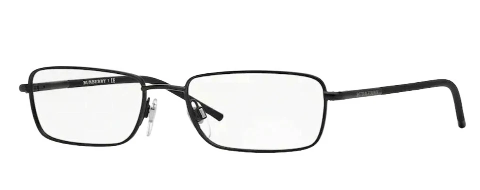 Burberry BE1268 Men's Rectangle Metal Matte Black Full Rim Eyeglass Frame