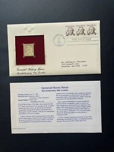 Scott 1851 general henry knox 1985 replica 22 kt Gold Stamp FDC - Picture 1 of 1