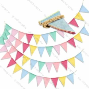 5x Jute Wimpelkette bunt Banner Girlande Party Deko Hochzeitsdeko Karneval 4m - Bild 1 von 12