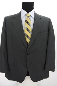 Oxxford Clothes 2 Btn Suit Jacket Sport Coat Charcoal Gray Red Check Wool 44 S - Picture 1 of 12