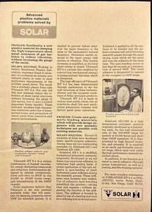 Pubblicità Stampa Vintage Solar International Harvester Advanced Plastics 1966 - Foto 1 di 6